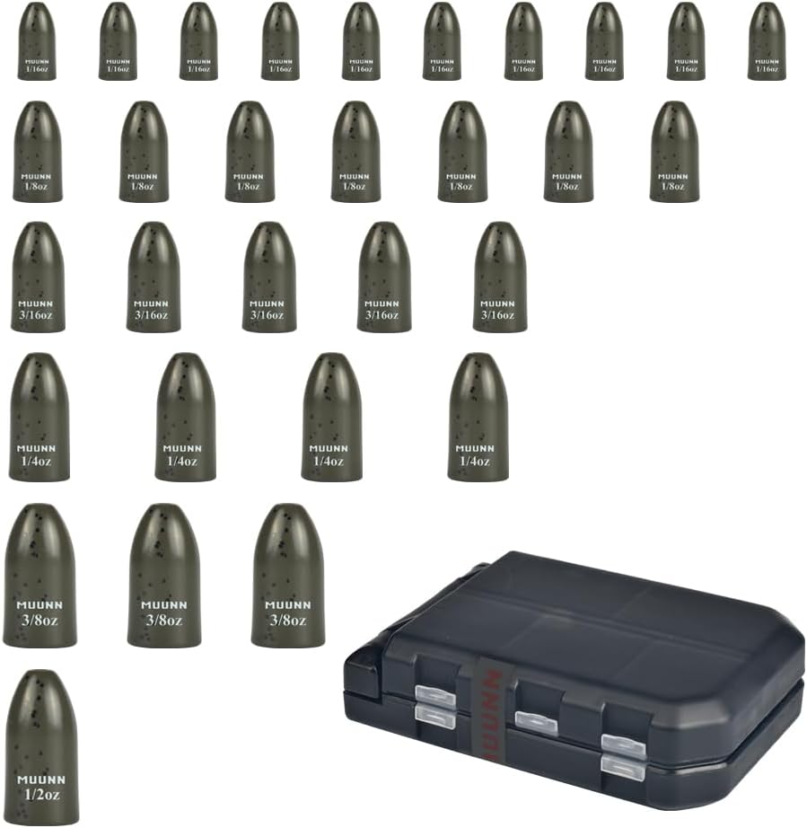 MUUNN Tungsten Bullet Weights Set - Enhanced Bass Fishing Performance!