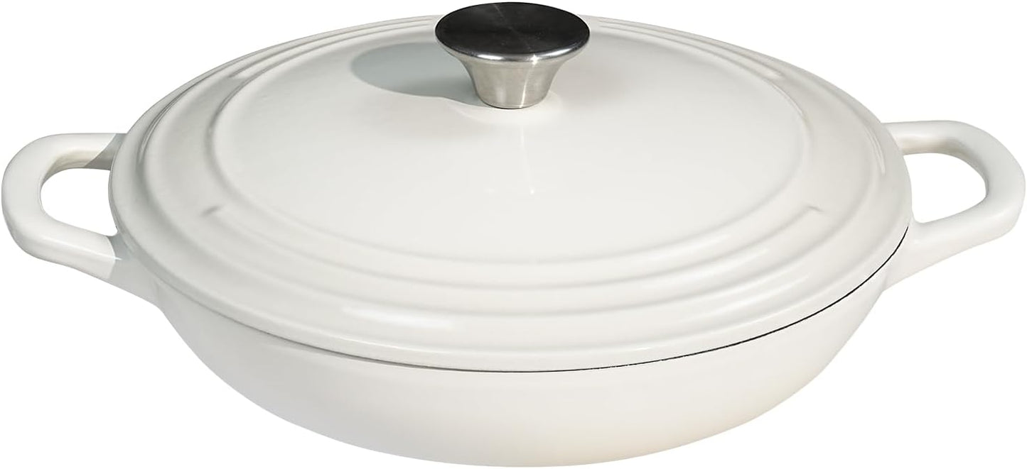 Enameled Cast Iron Braiser 3 qt Pan for Perfect Cooking