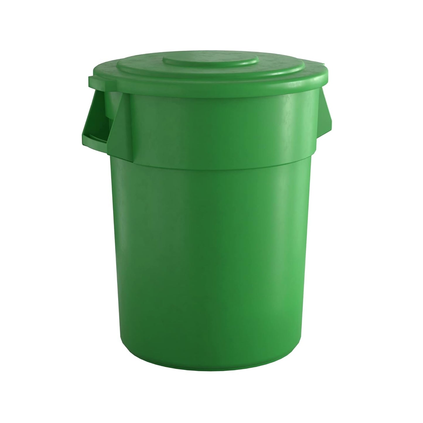 55 Gallon Green Round Commercial Trash Can with Lid for Durability