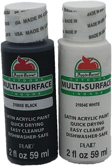 Apple Barrel Black & White Acrylic Paint Set - Versatile 2 oz Bottles