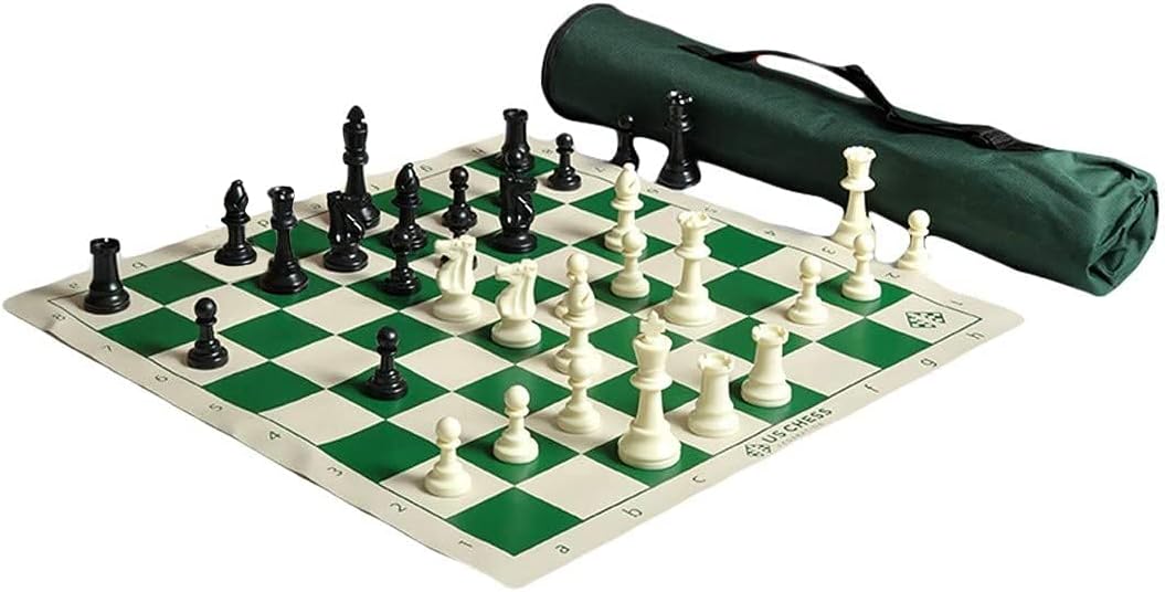US Chess Quiver Tournament Chess Set with Triple Weighted Pieces