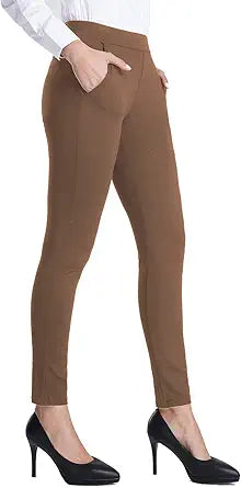 Bamans Women's Skinny Leg Work Pants with Tummy Control Design
