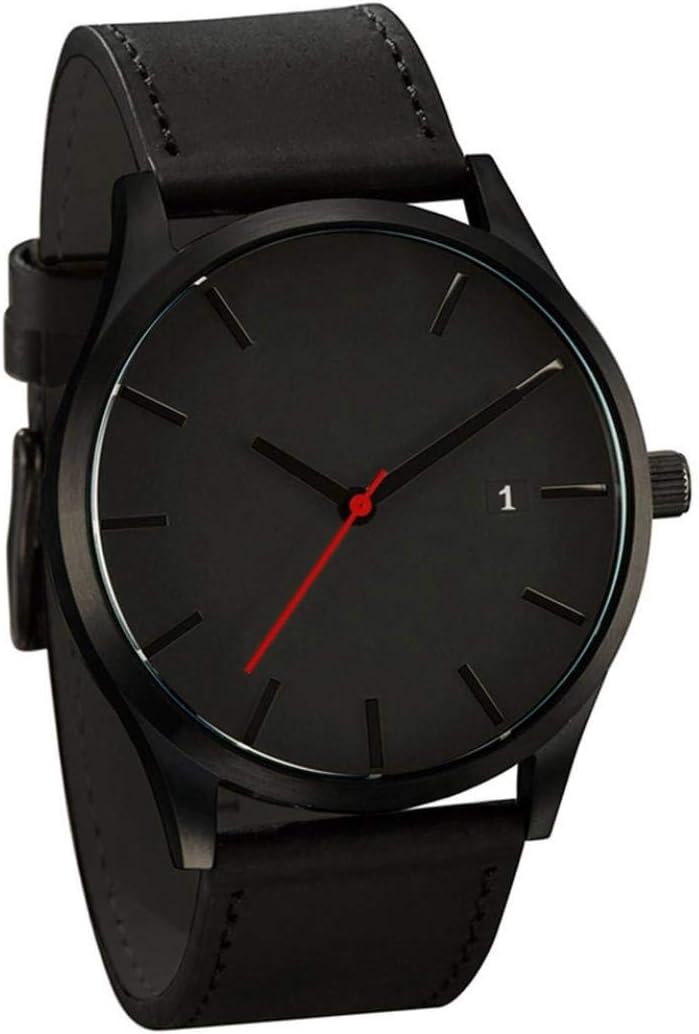Minimalist Black Leather Men's Watch - LsvtrUS