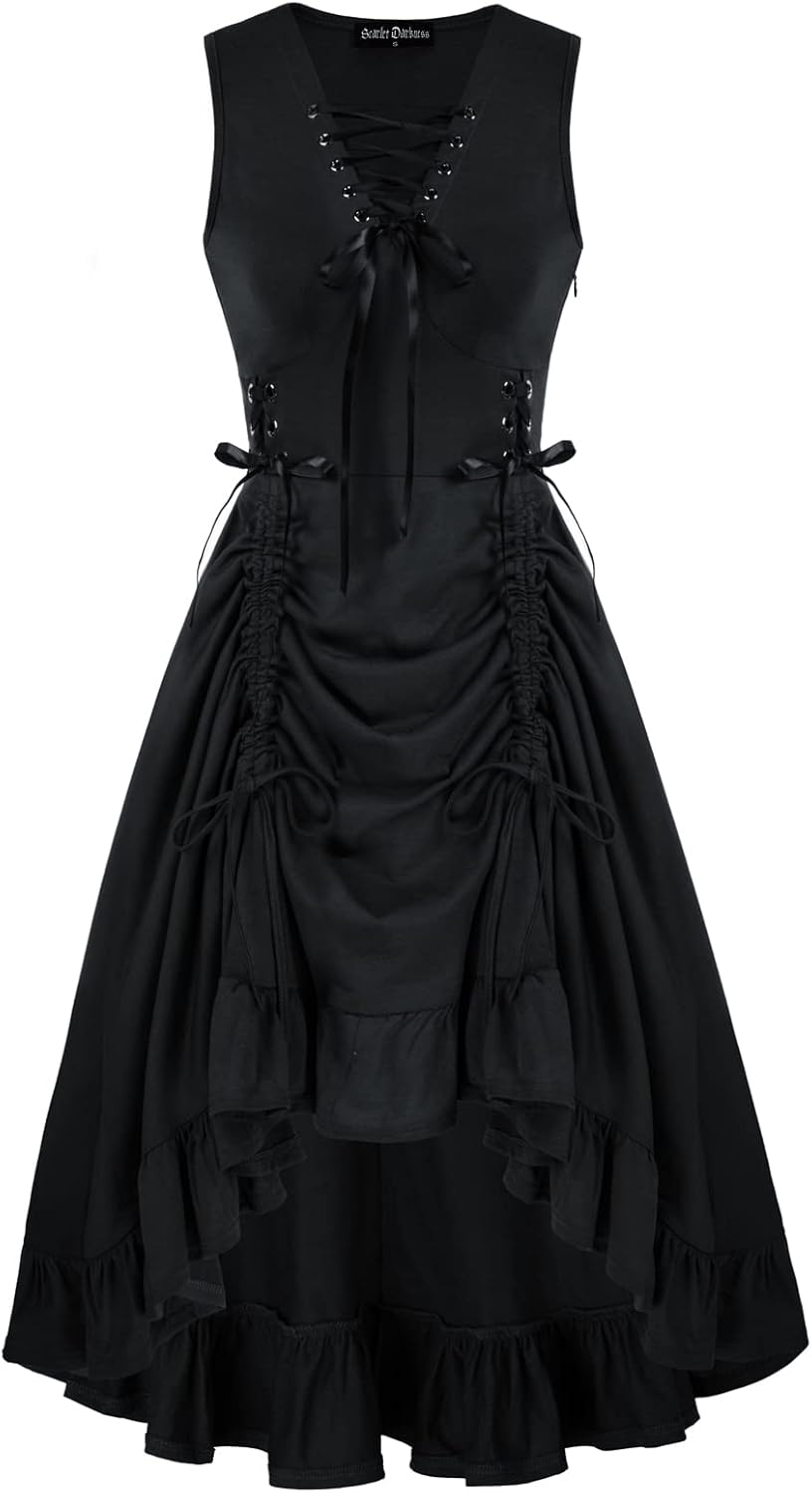 Scarlet Darkness Renaissance Steampunk Dress for Unique Style