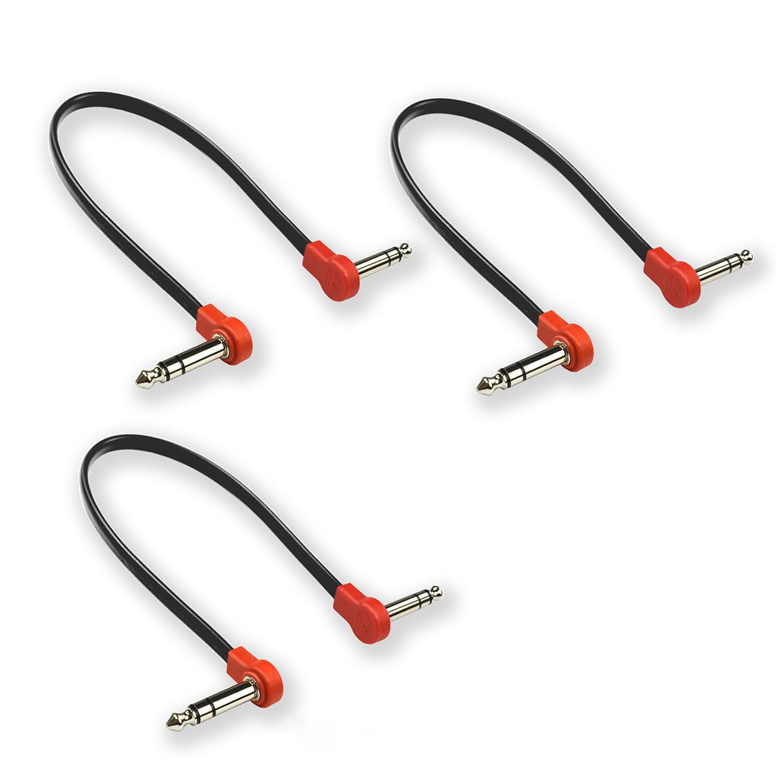 M MAKA Low Profile 12 Guitar Patch Cable - Red 3-Pack