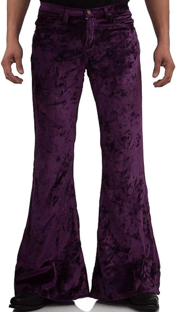 Stylish 70s Inspired Mens Bell Bottom Velvet Pants for Retro Vibes