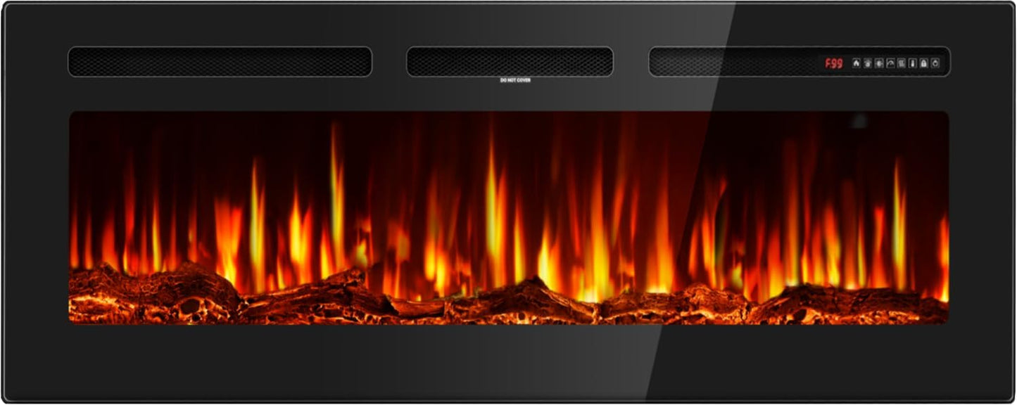 Ultra-Thin Electric Fireplace: Realistic Flames, Higher Heat, Lower Noise!