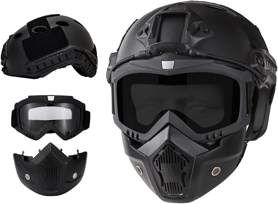 Koyheng Airsoft Helmet with Detachable Goggles