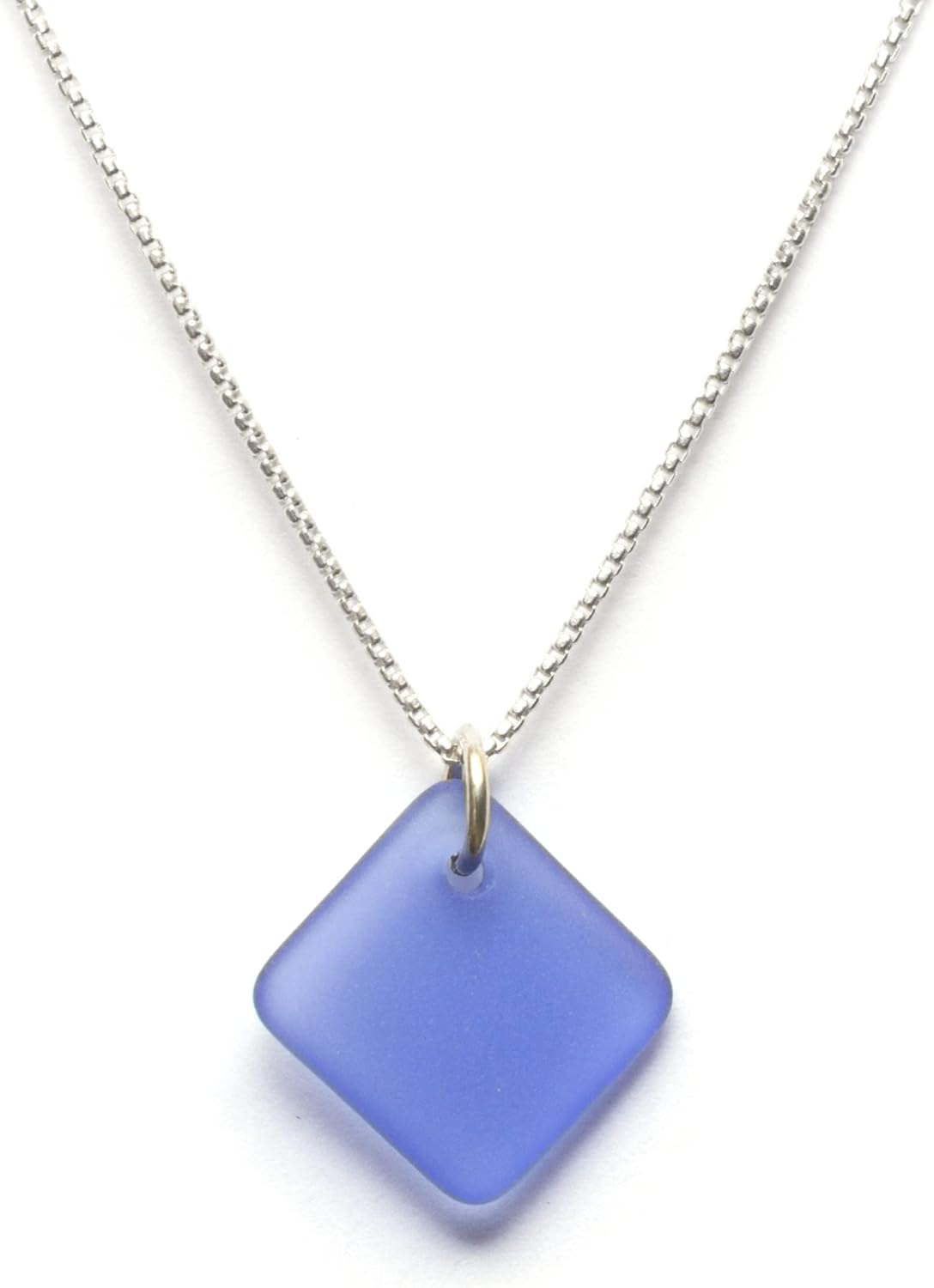 Sea Glass Delicate Diamond Pendant - Unique Handcrafted Jewelry