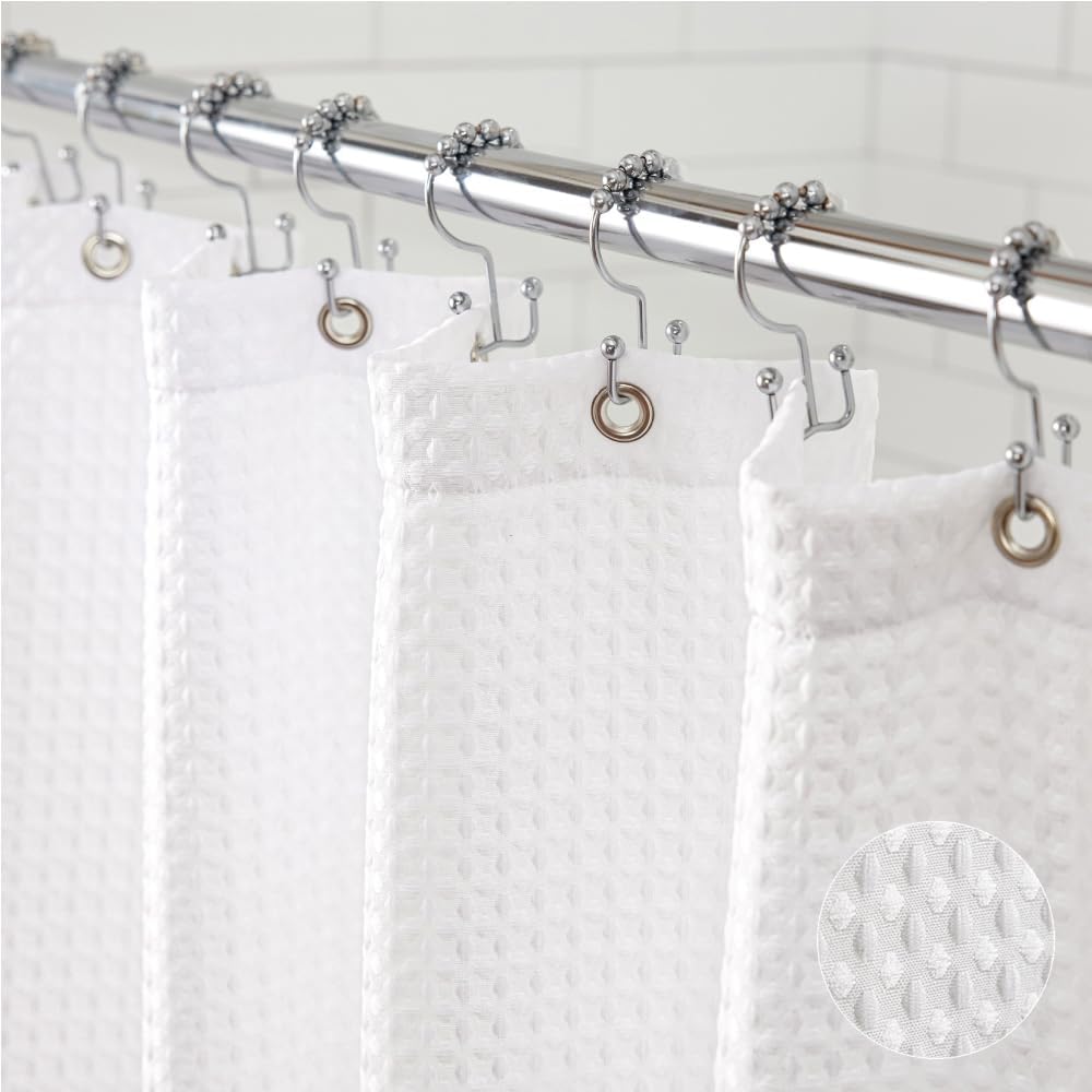 Premium Gorilla Grip Waffle Shower Curtain - Rust Resistant & Heavy Duty
