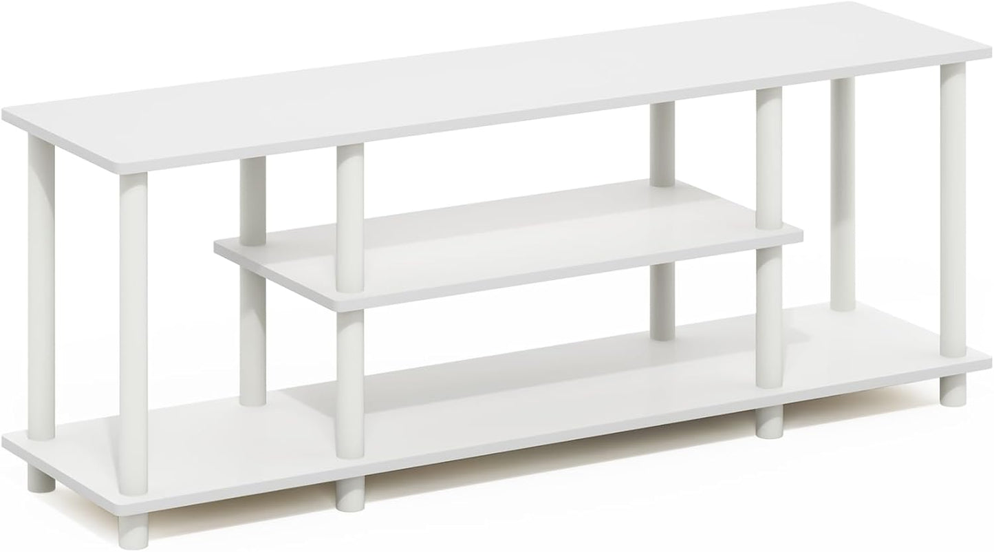 Furinno White 3-Tier TV Stand - Easy Assembly