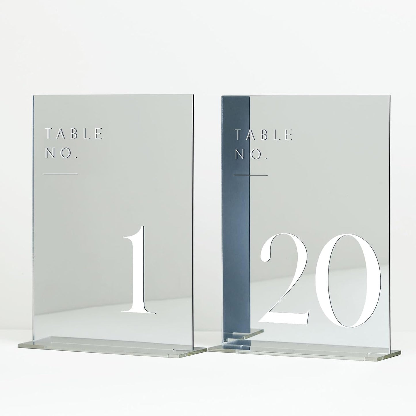 Elegant Sliver Wedding Table Numbers 1-20 with Stands for Events