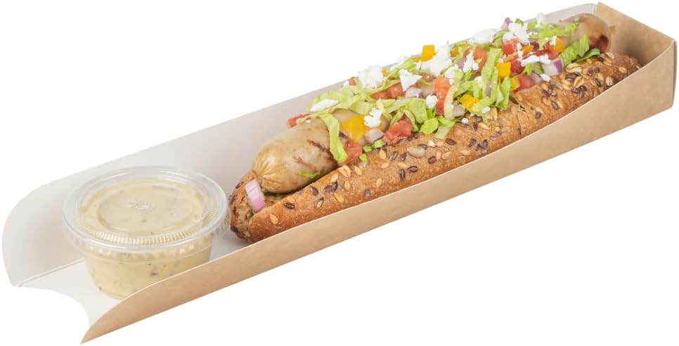 Bio Tek Hot Dog Trays - Greaseproof Kraft Paper Containers