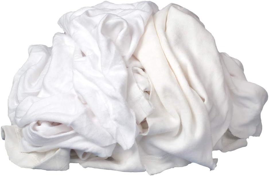 Buffalo Industries Absorbent White Recycled T-Shirt Cloth Rags