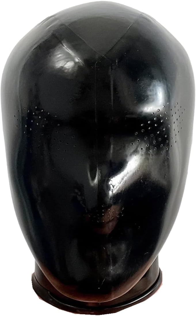 Black Latex Micropores Hood Mask for Cosplay and Costumes
