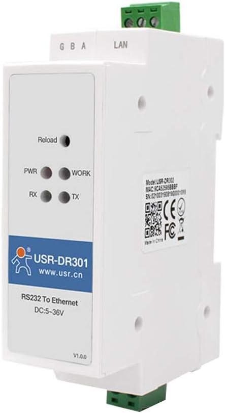 USR-DR301 DIN-Rail RS232 Serial to Ethernet Converter Device