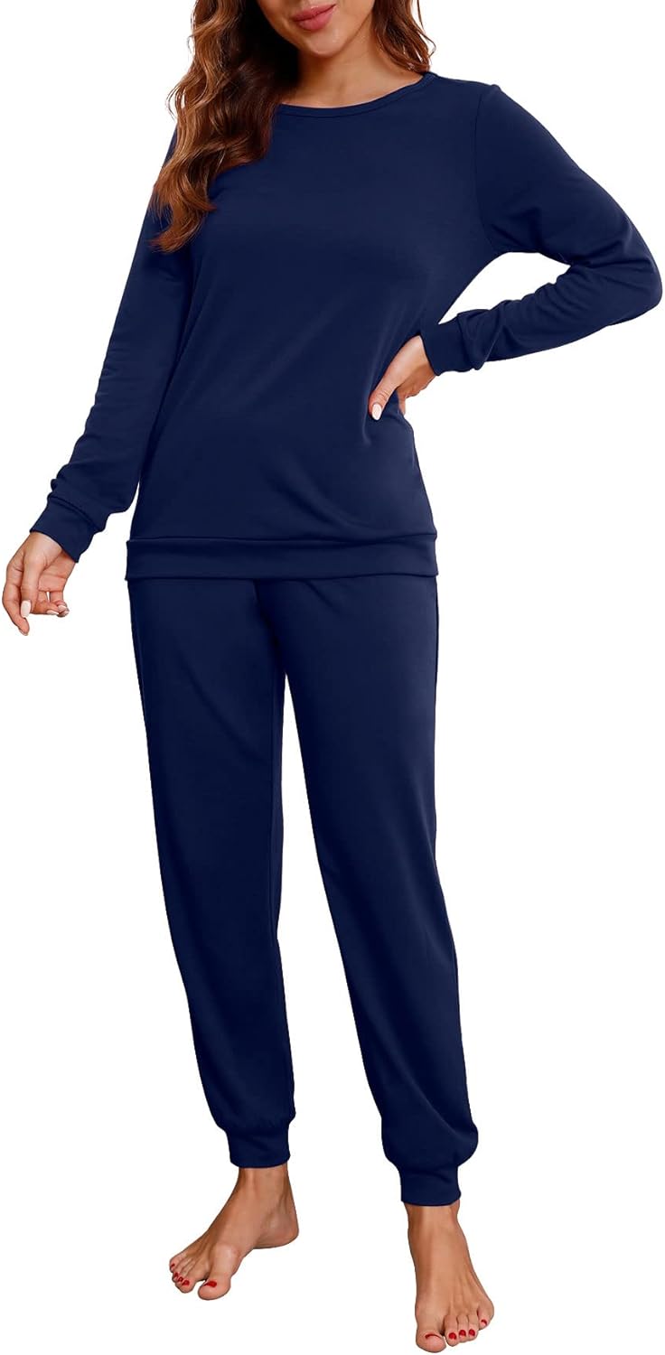 PrinStory Womens Pajama Set Soft Pjs Lounge Sets with Pockets