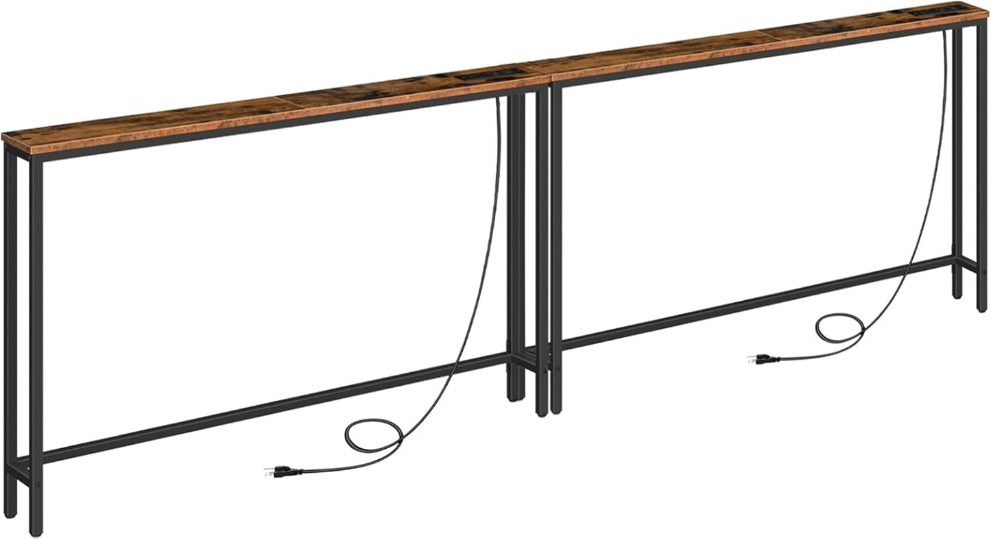 Narrow Console Sofa Table with Power Outlets for Tight Spaces