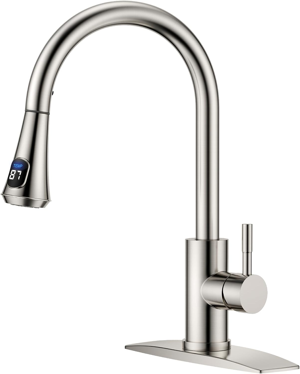 FORIOUS LED Kitchen Faucet with Pull Down Sprayer for Modern Homes