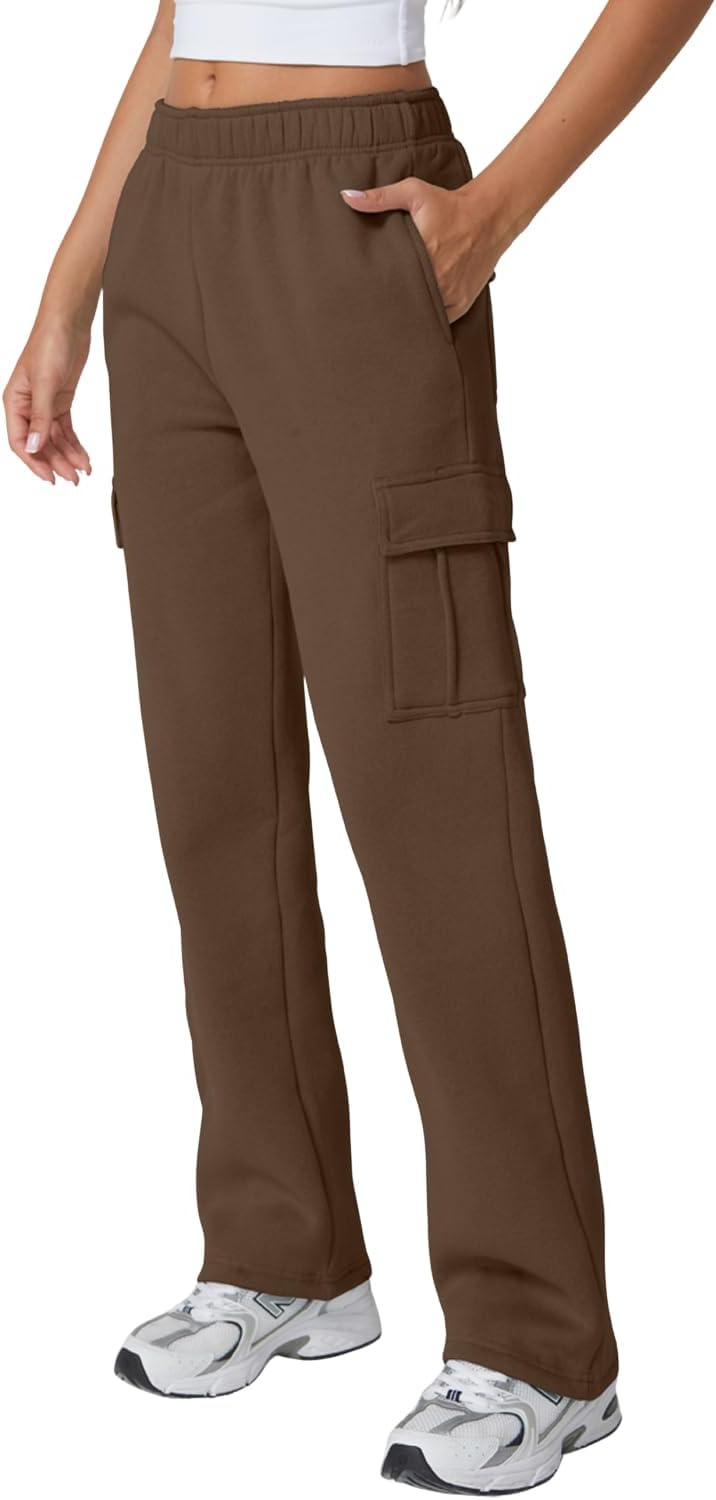 QINSEN Womens Medium Waist Baggy Elastic Waist Sweatpants