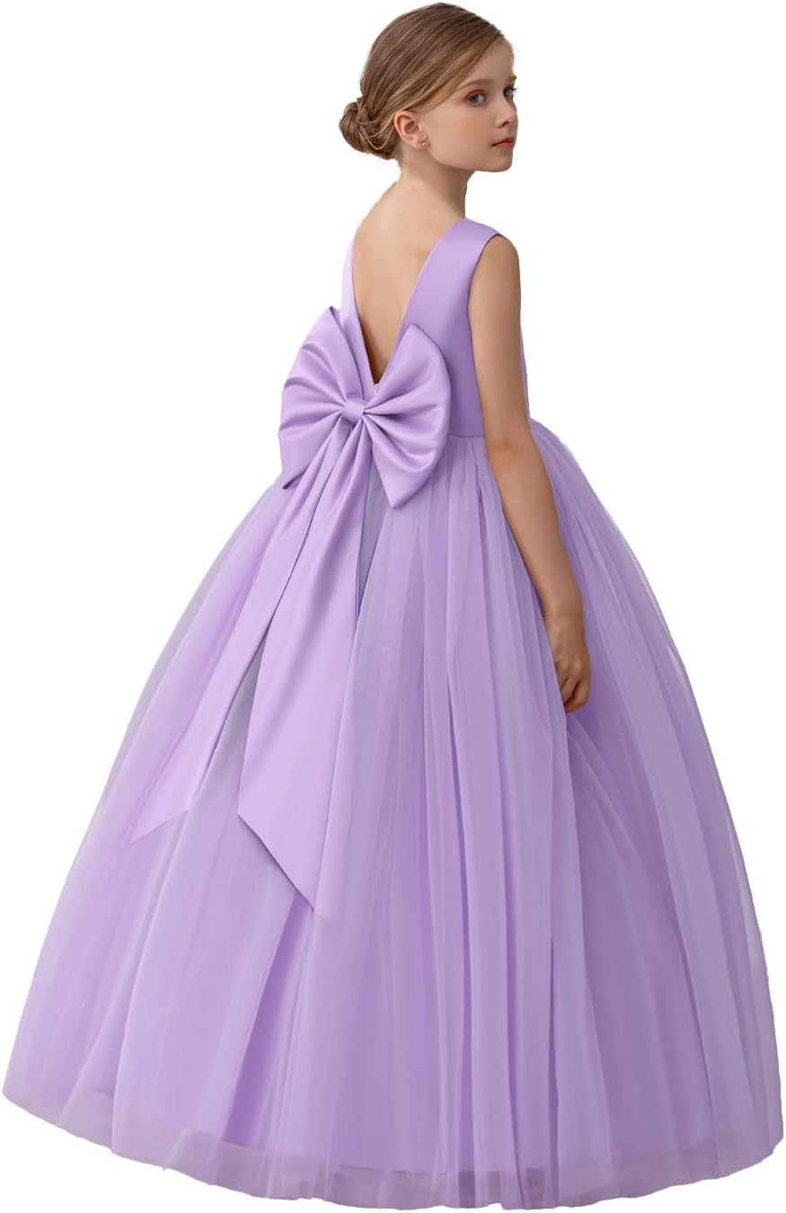 Flower Girl Dress Kids Satin Tulle for Weddings and Parties