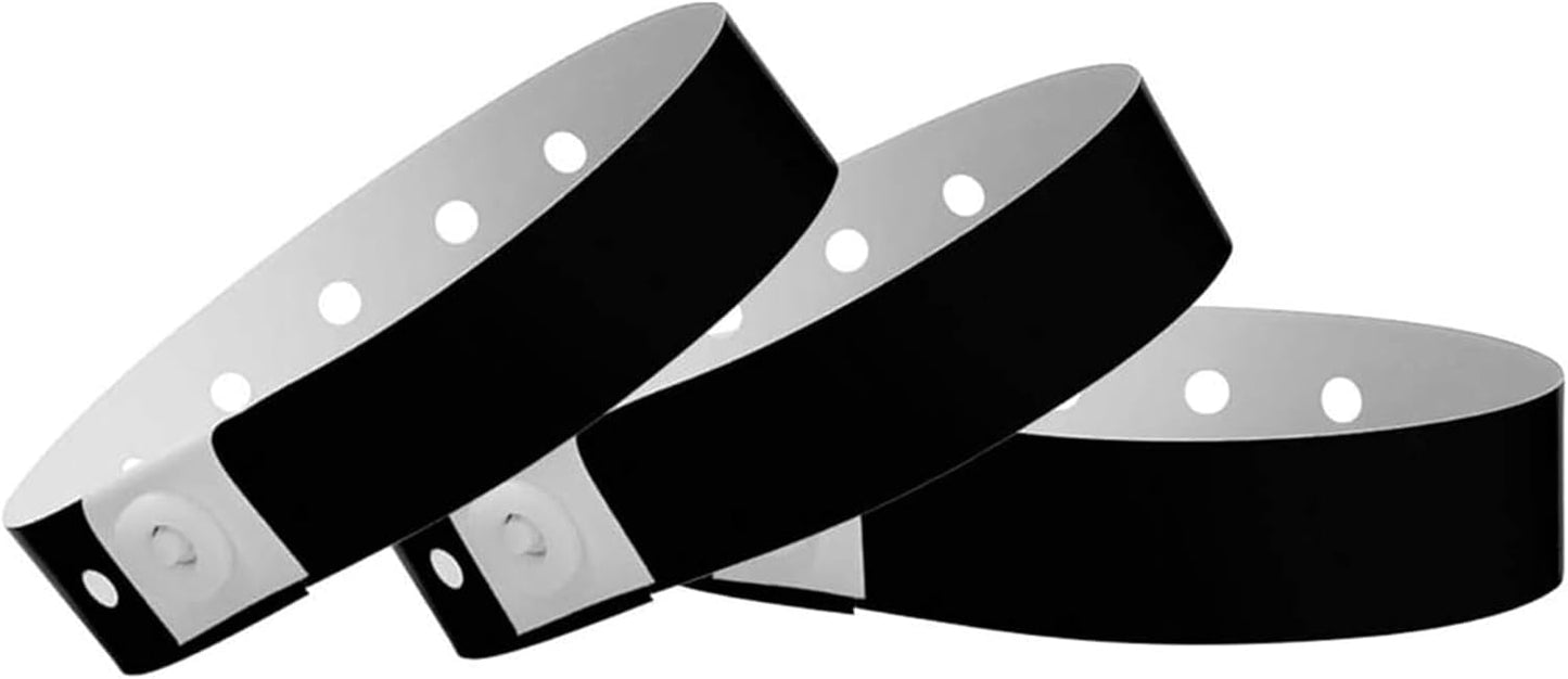 500 Premium Black Plastic Wristbands for Events by Wristco