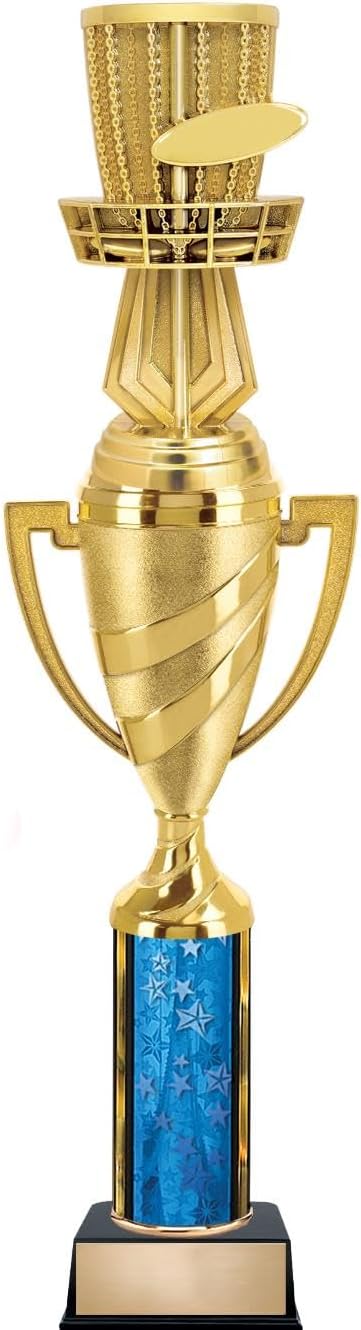 Custom Engraved Disc Golf Trophy - Blue Stars Design