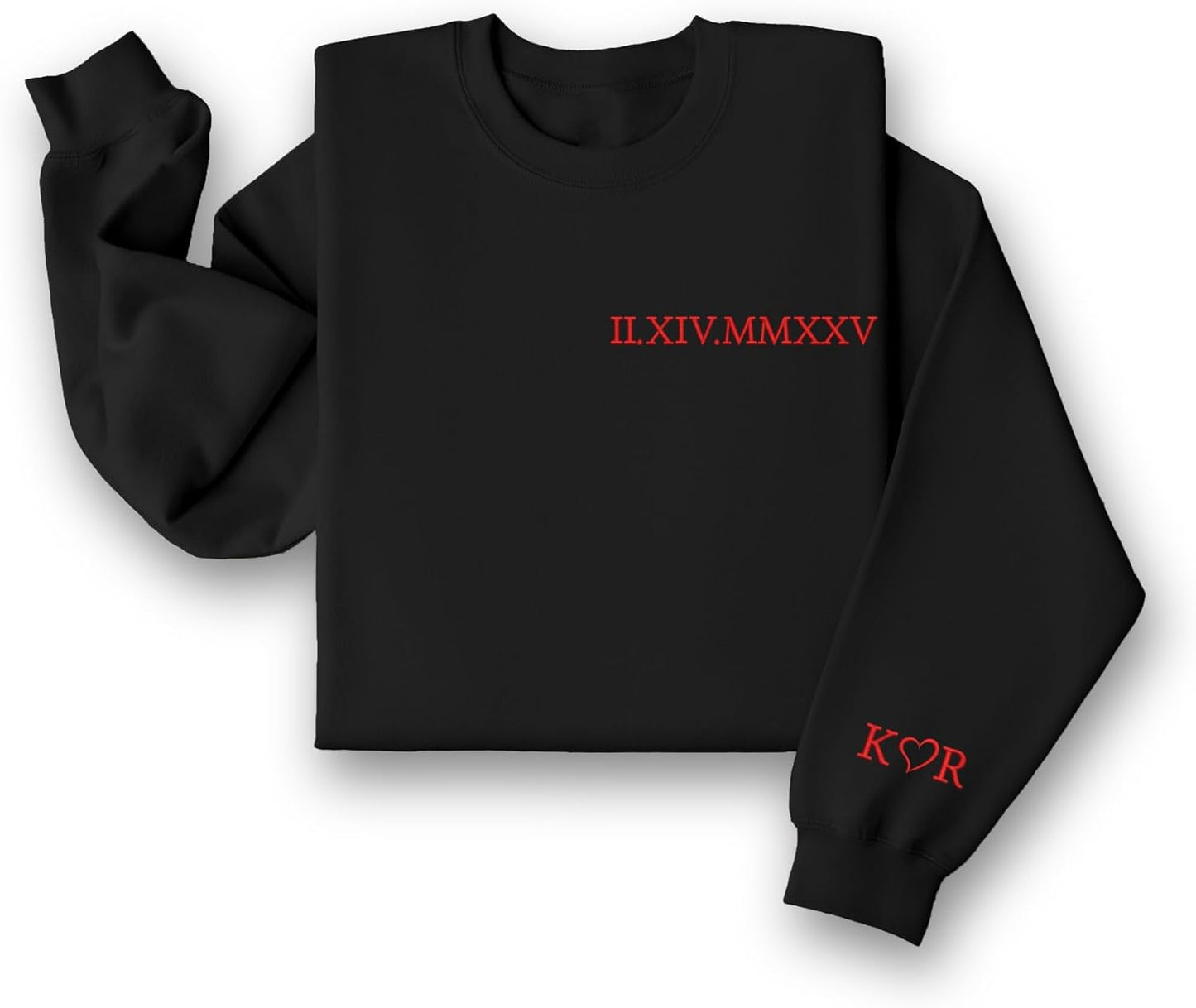 Couple Custom Embroidered Roman Numeral Sweatshirts - Perfect Match