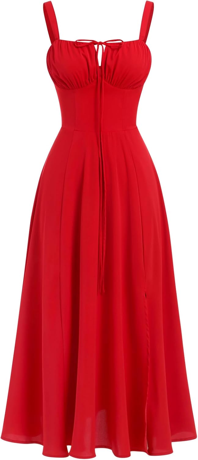 Floral Corset Dress for Women - Boho Midi Sundress Style