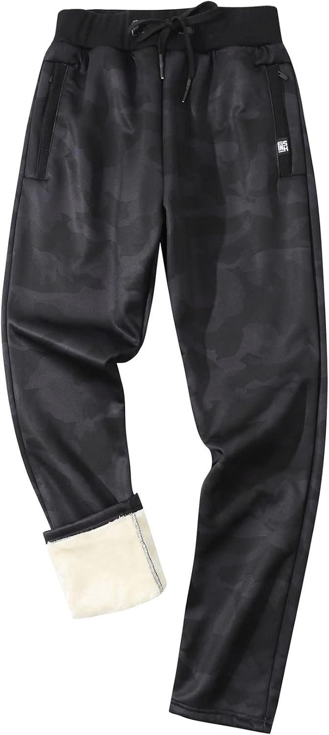 Gihuo Men's Sherpa Lined Athletic Sweatpants for Winter Warmth