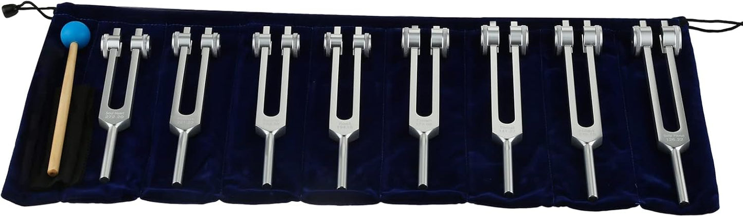 Chakra Tuning Fork Set for Healing with 8 Premium Forks