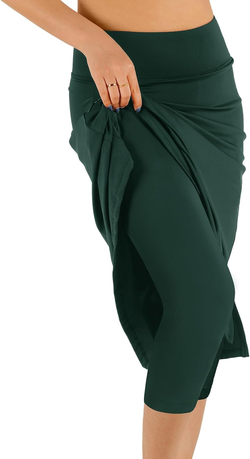 Womens Skorts Modest Knee Length Athletic Midi Active Skirt