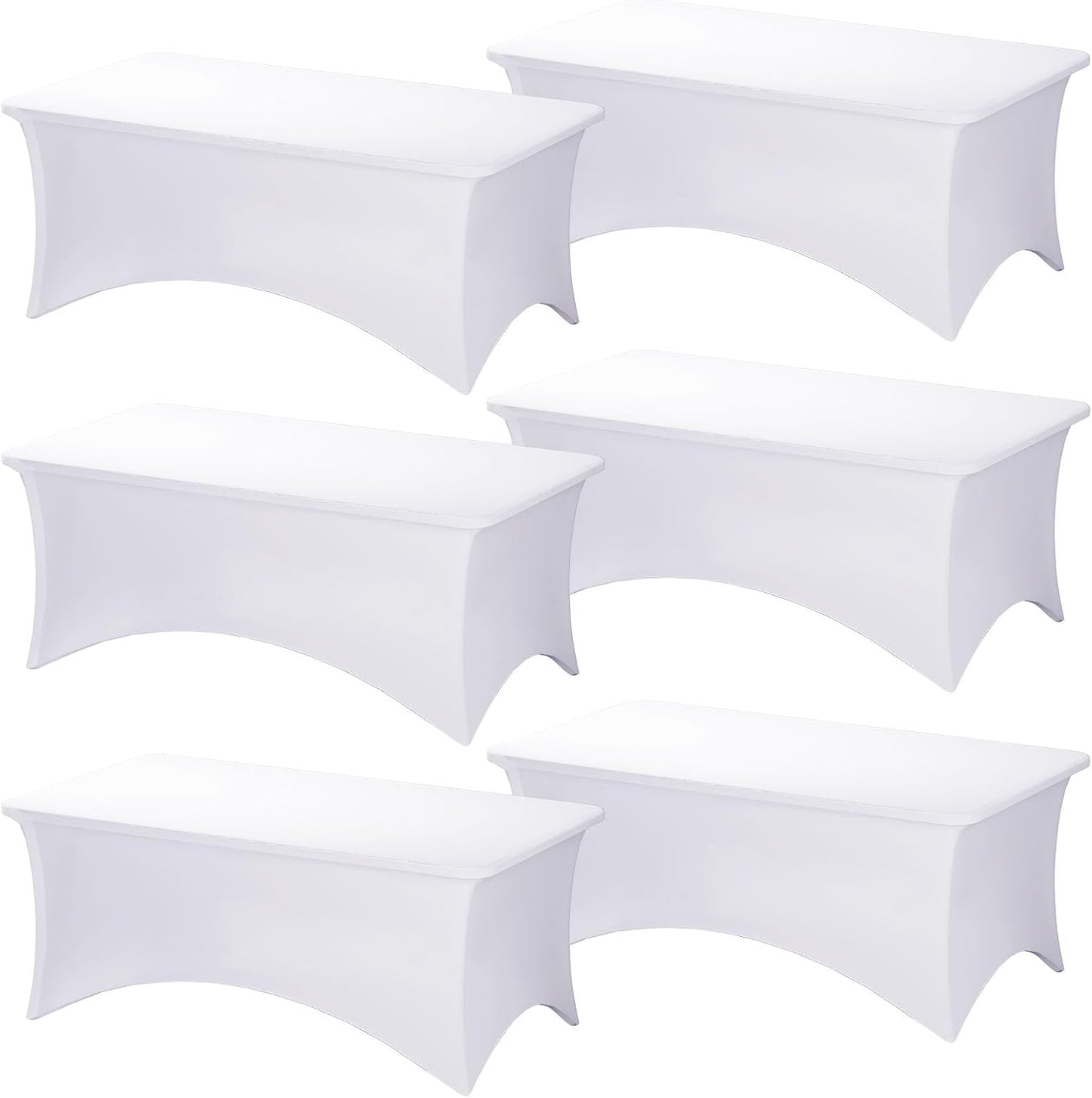 Premium 6 Pack White Spandex Table Cloth for 6FT Tables