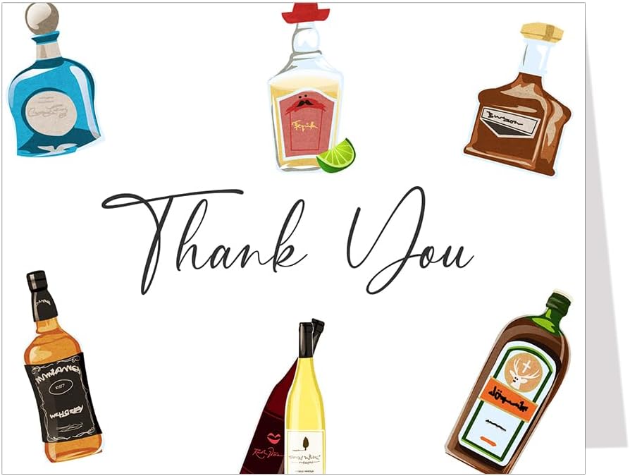 24 Stock The Bar Thank You cards - Cocktail Party Essential