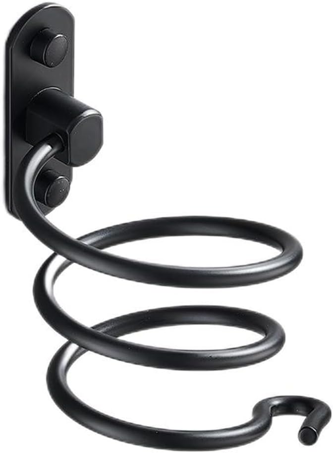 Black Spiral Hair Dryer Holder - Space-Saving Organizer