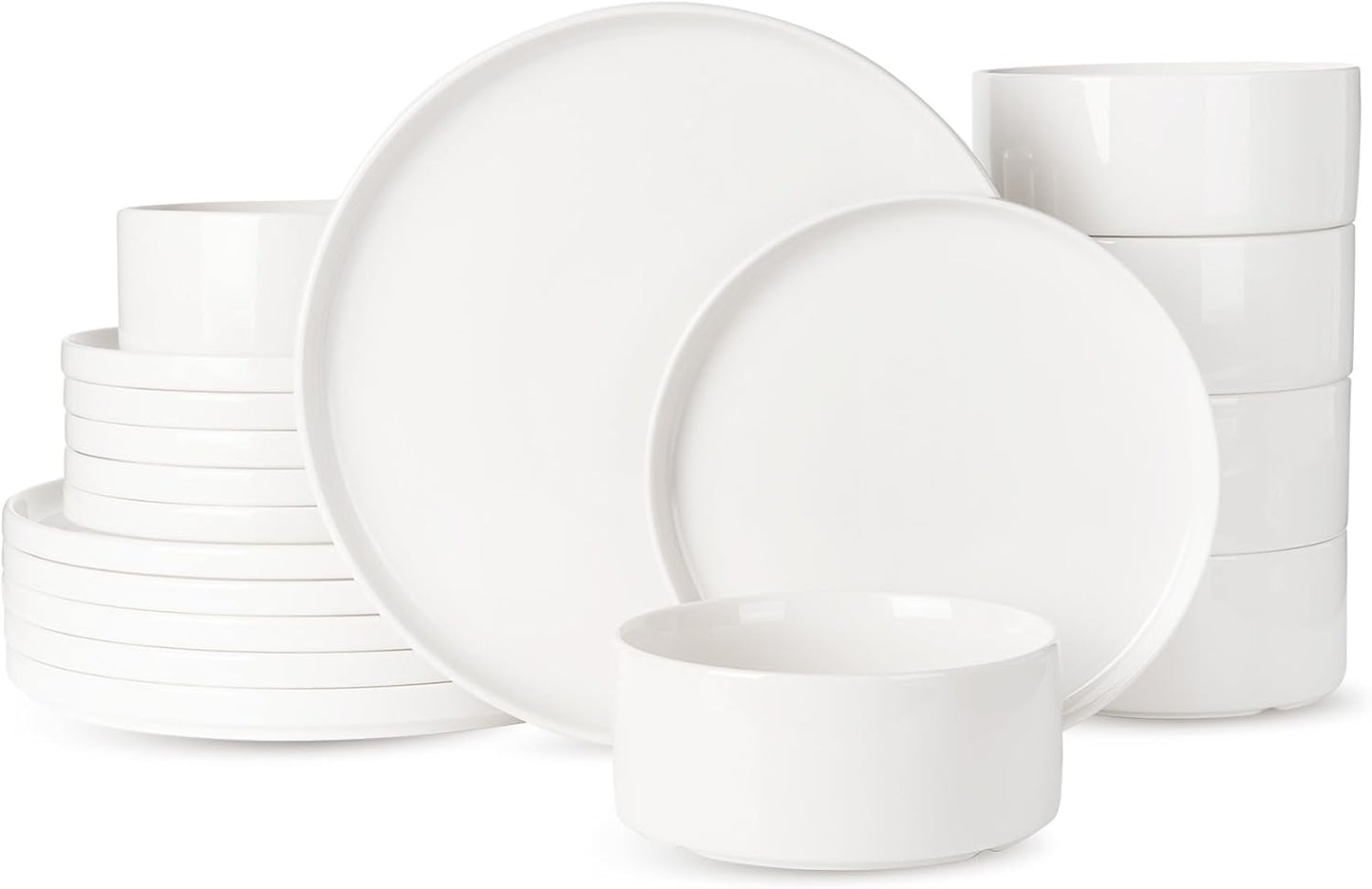 Famiware Porcelain Dinnerware Set for 6 - 18-Piece Modern Tableware