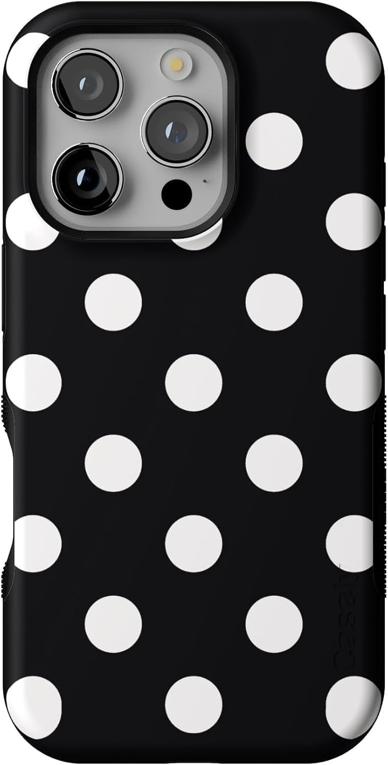 Casely iPhone 16 Pro Case with High Contrast Polka Dots Design