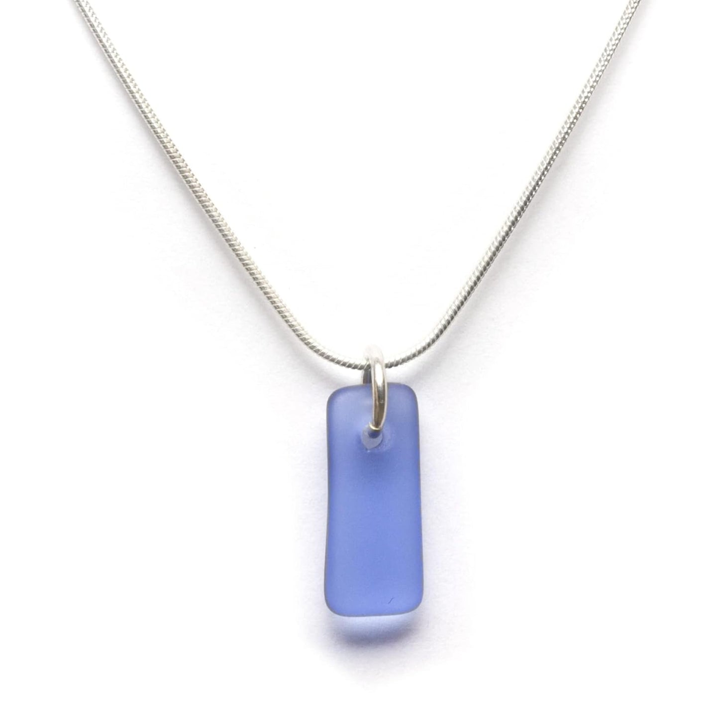 Sea Glass Murmur Pendant in Cornflower with 16in Snake Chain