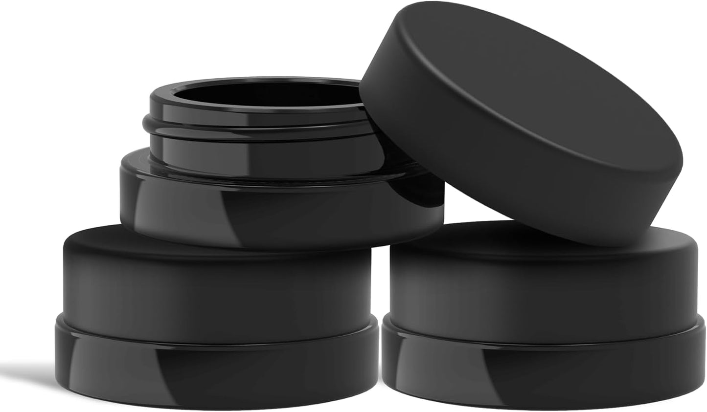 7ml Low Profile Thick Black Glass Jars for Versatile Storage