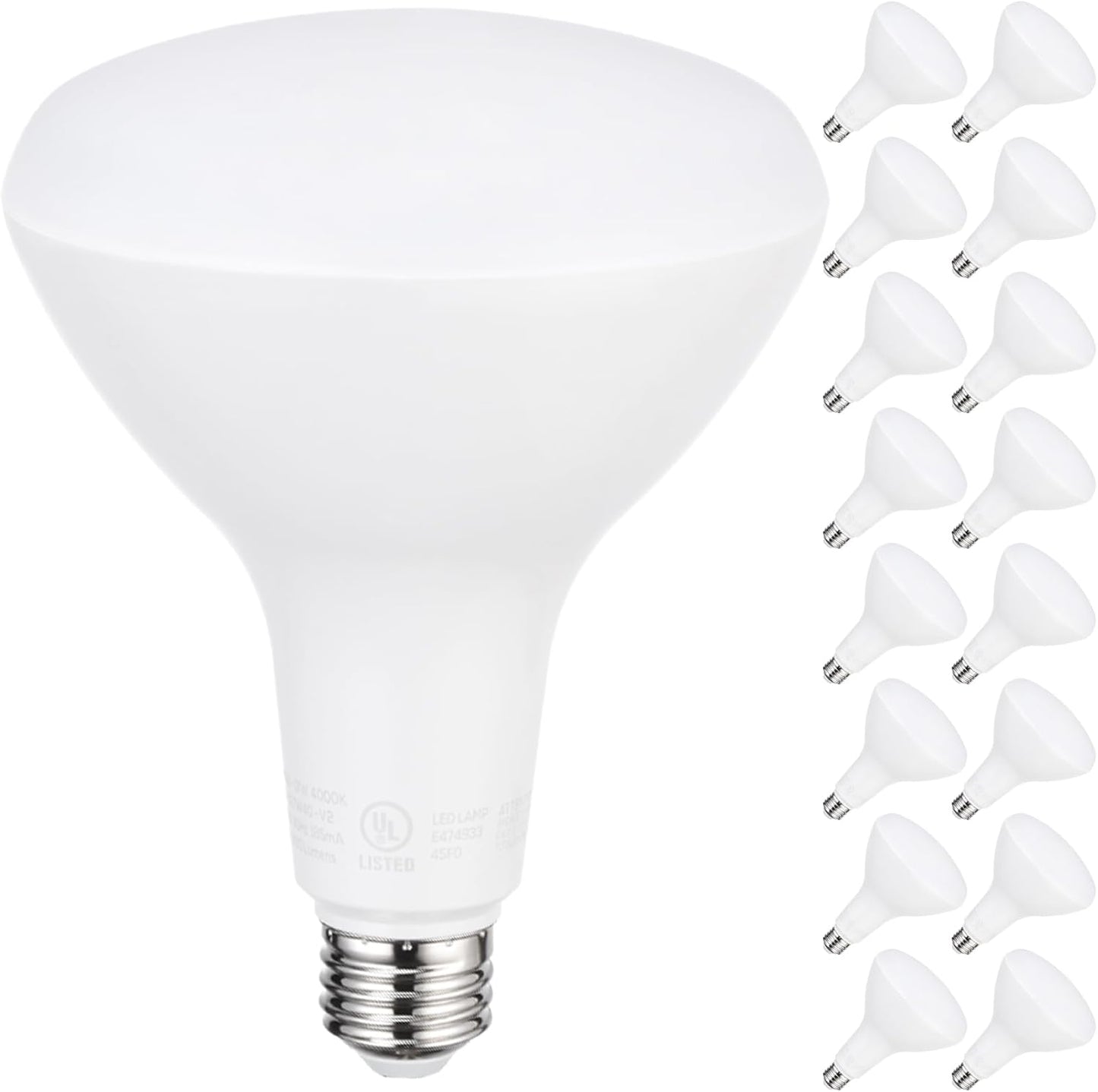 TORCHSTAR 16-Pack BR40 LED Bulbs for Bright Indoor Lighting
