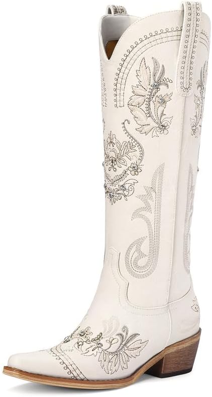Stylish Wide Calf Knee High Cowgirl Boots for Women