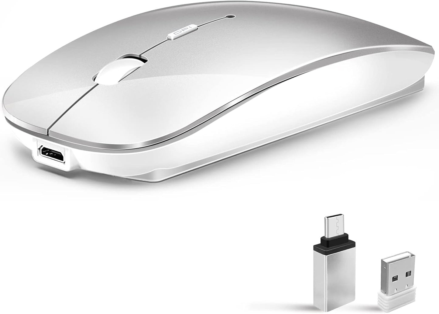 Silent Dual Mode Wireless Mouse - Rechargeable & Universal Compatibility