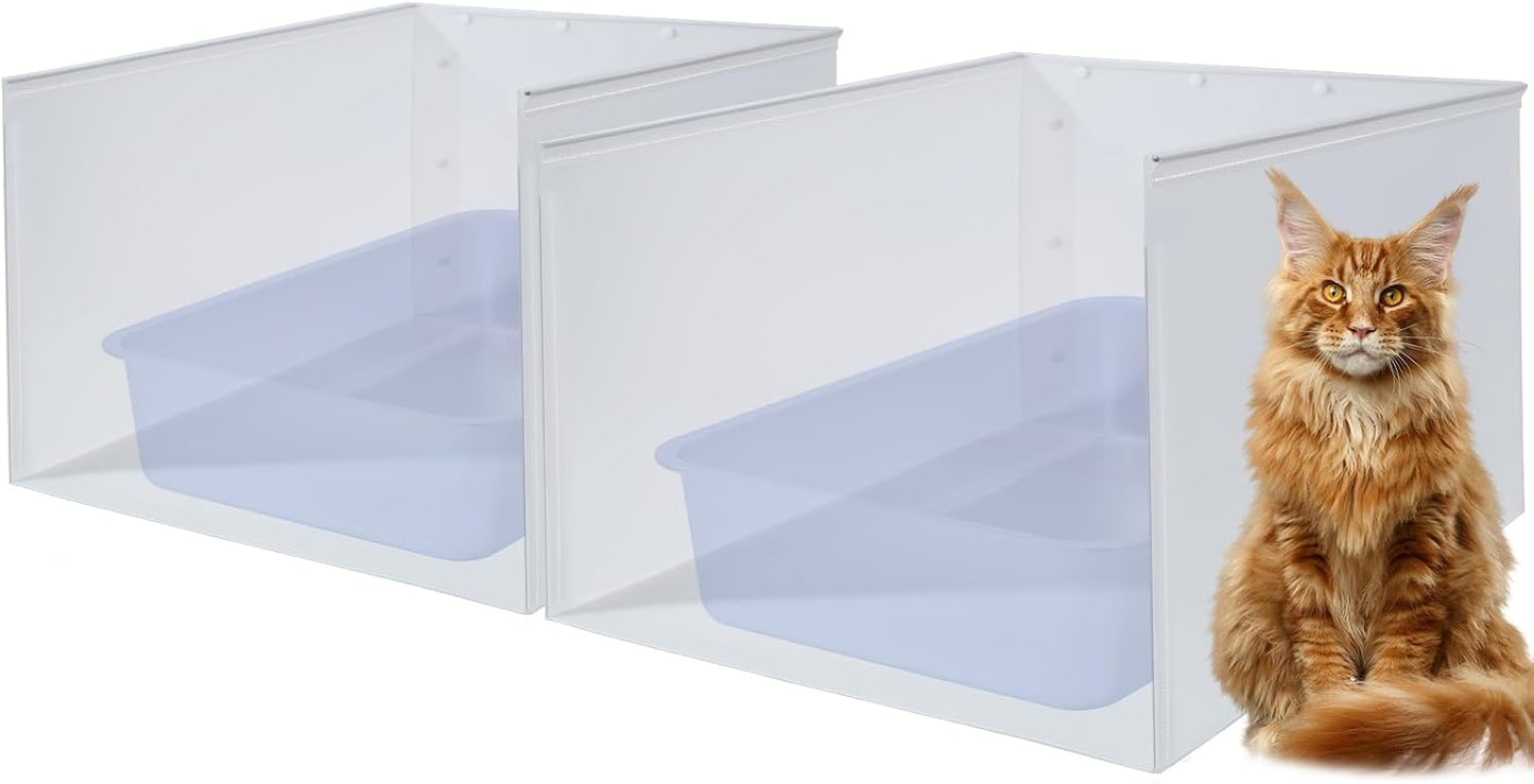 2Pcs Large Cat Litter Box Enclosure with High Side Shields