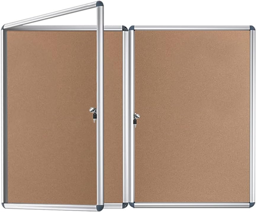VIZ-PRO Lockable Cork Noticeboard 36x24 Inches Pack of 2