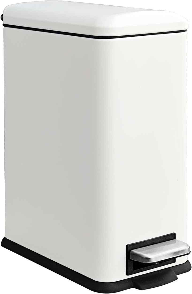 10L Stainless Steel Trash Can with Lid for Bathroom and Office