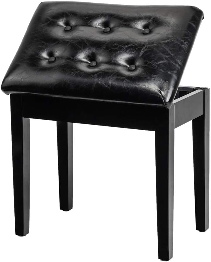Bonnlo Padded Wooden Piano Bench with Music Storage for Comfort