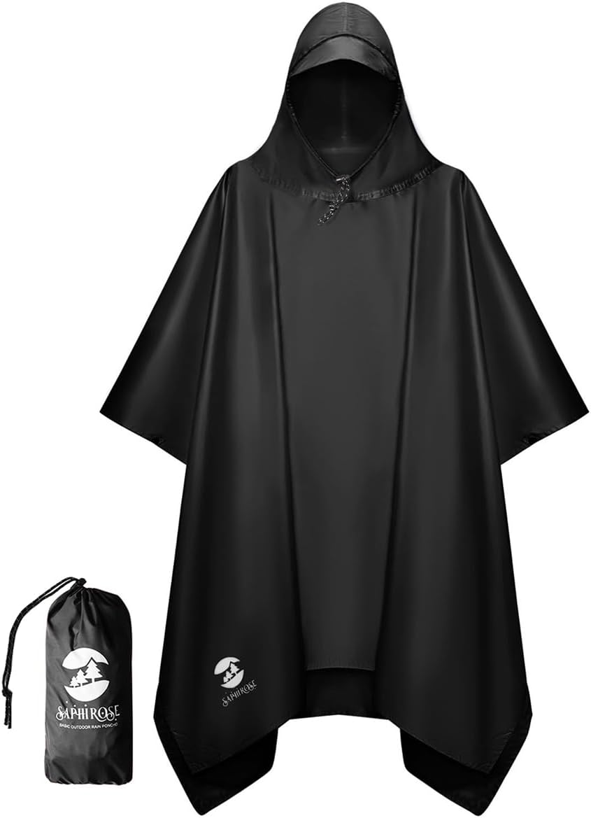 SaphiRose Hooded Rain Poncho - Stay Dry in Style!