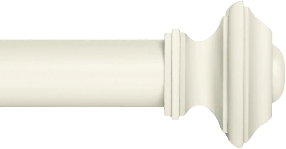 Ivilon Square Design Curtain Rod Set - Adjustable 48-86 - Elegant Ivory/White