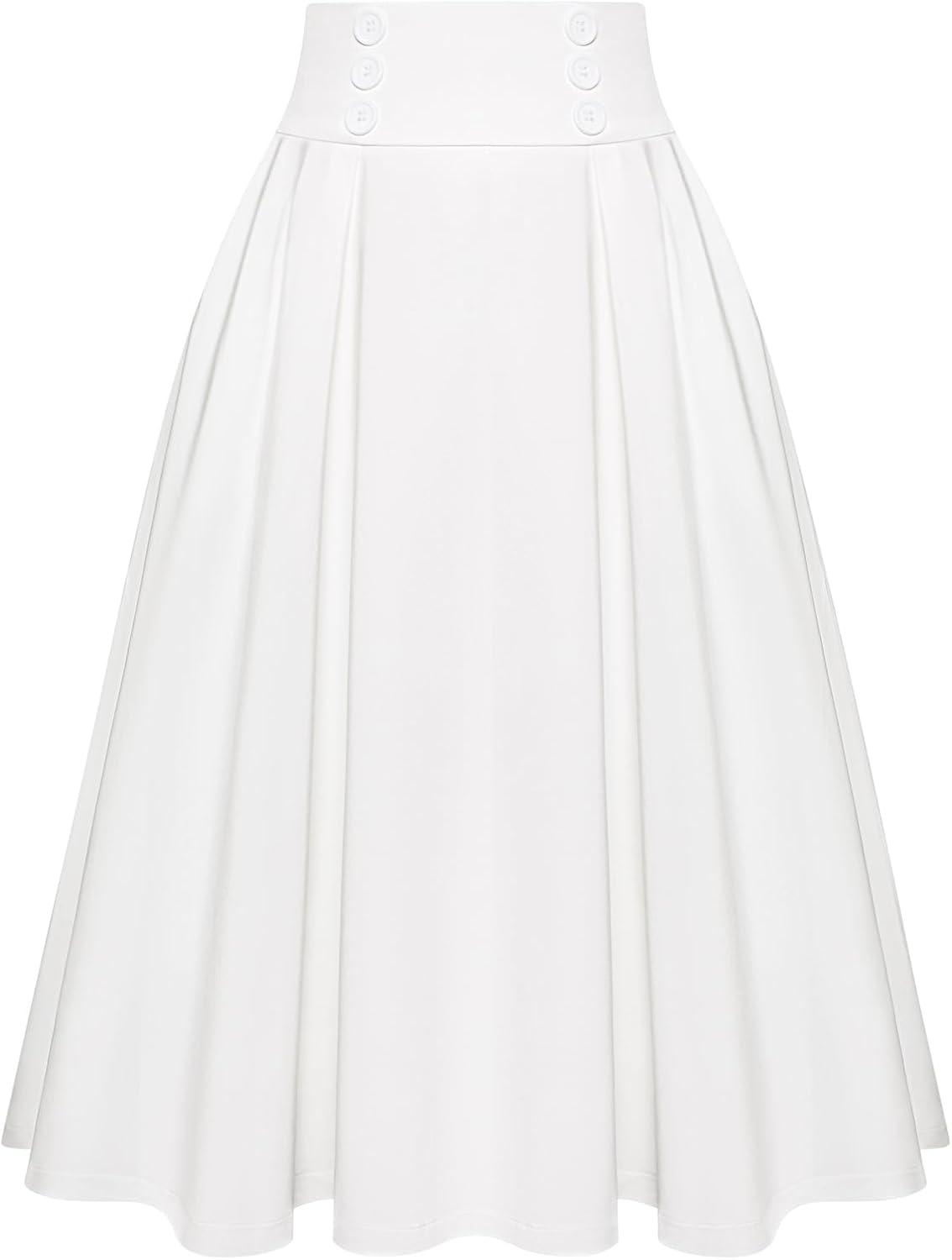 Belle Poque Women's Vintage High Waist Pleated Midi Skirt