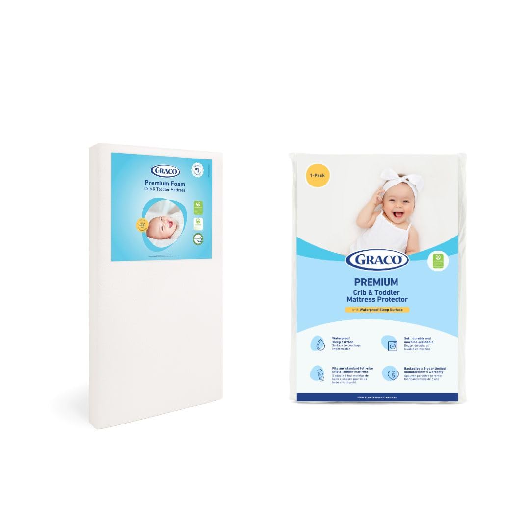 Graco Premium Crib Mattress & Protector Bundle for Safe Sleep